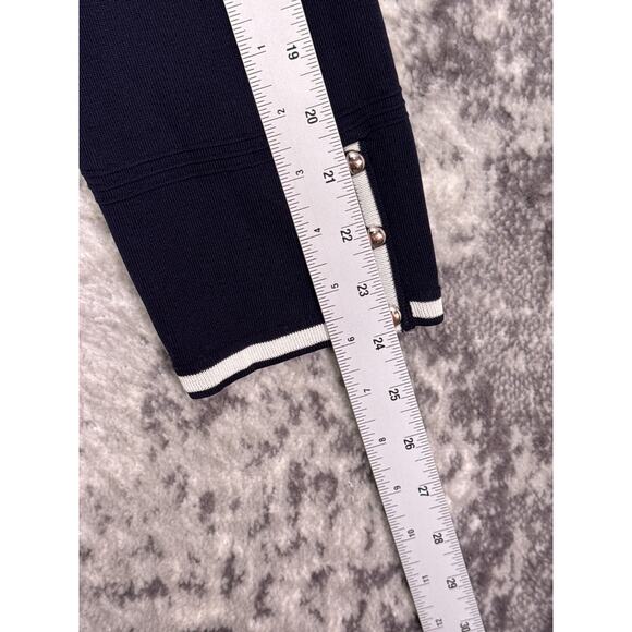 Ming Wang Jacket XL Womens Navy Blue Piped Knitted Cardigan - Picture 5 of 8